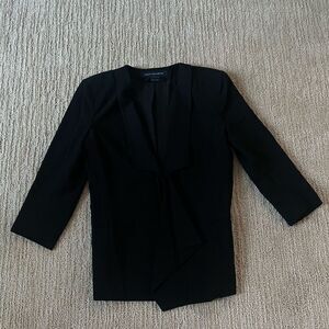 French Connection Black Open Front Ruffle Blazer Jacket